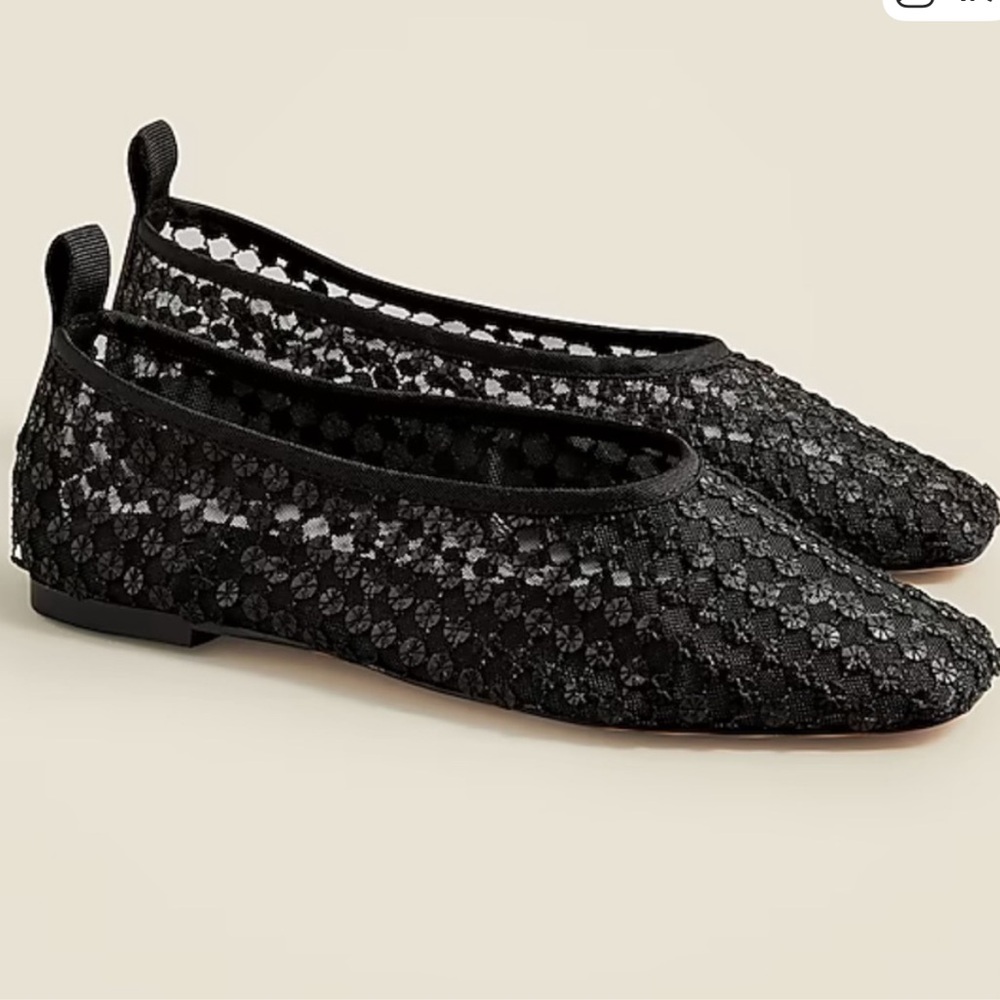 NWOT J. Crew Black Sequin Woven Flats